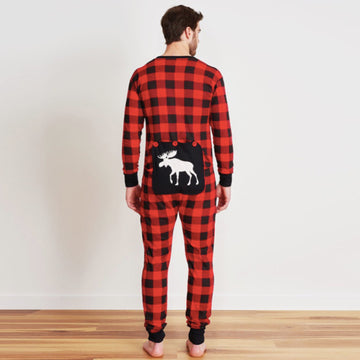 Moose on Plaid Union Suit Adult